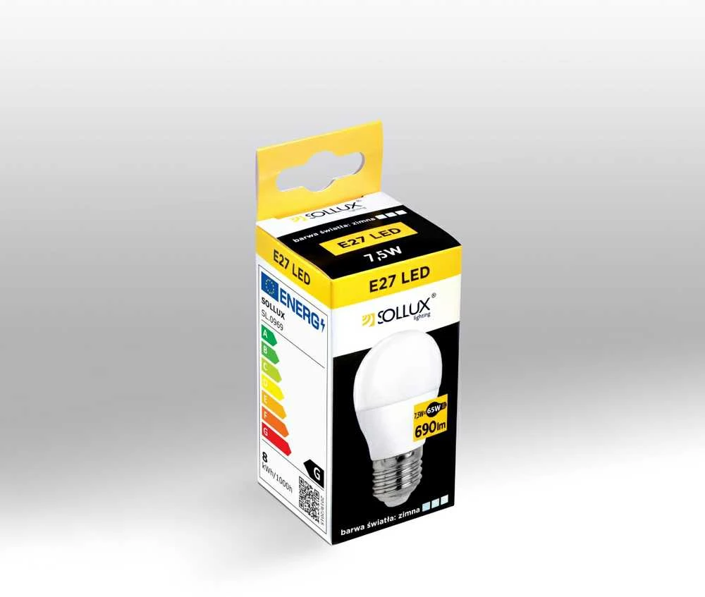Sollux Lighting LED lemputė E27 4000K 7,5W 690lm