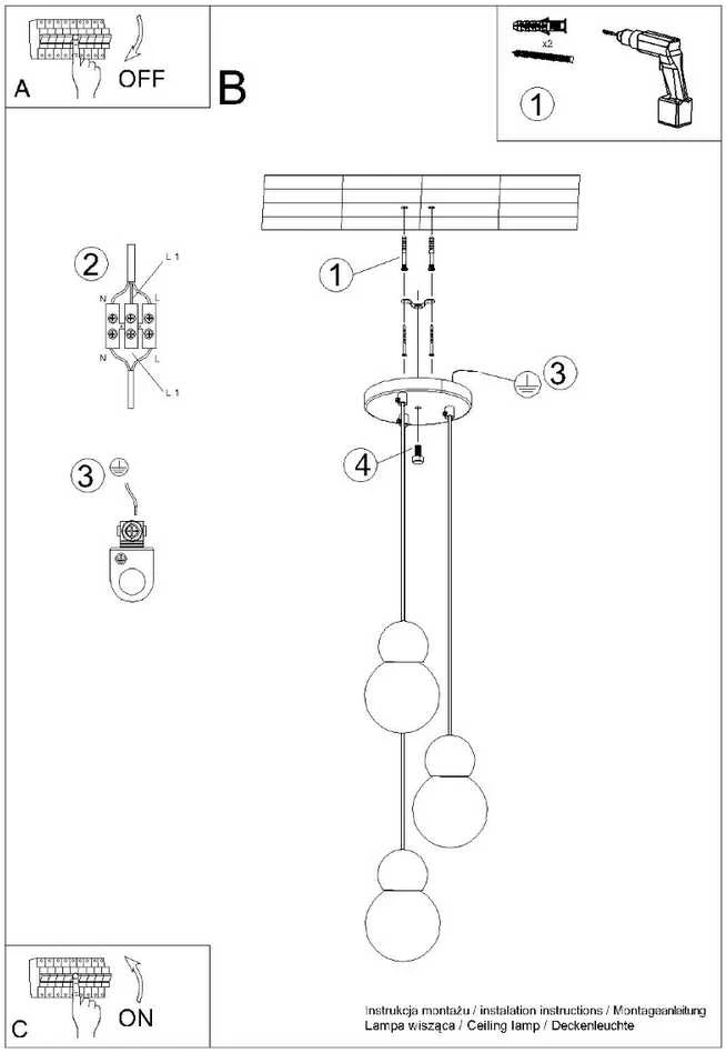Pakabinamas šviestuvas Sollux Lighting Lempos pakabos PEKKA 3P blanc/bois naturel