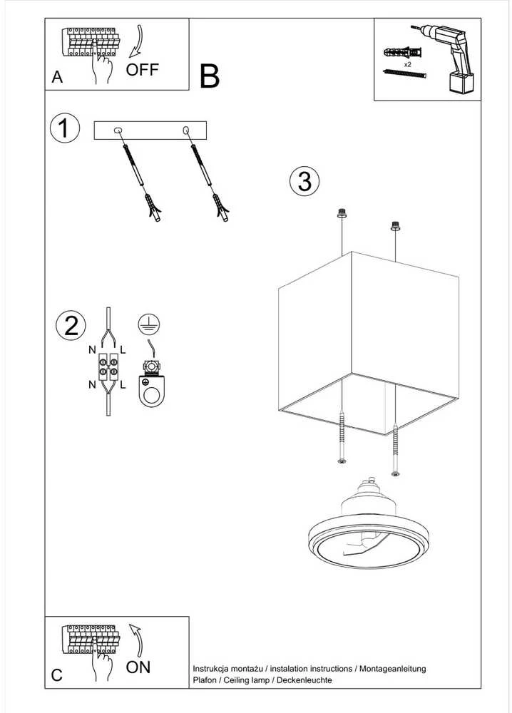 Lubinis šviestuvas Sollux Lighting Sollux Plafonas BLAKE baltas