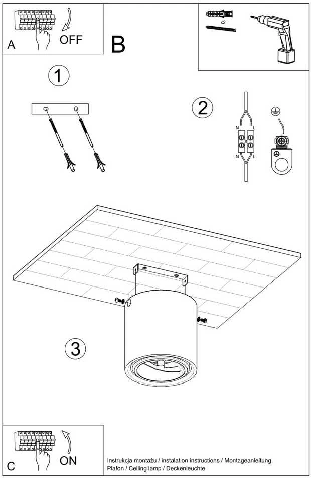 Lubinis šviestuvas Sollux Lighting Sollux Plafonas CULLO