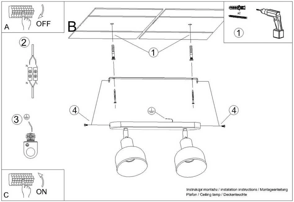 Sollux Lighting Lubinis šviestuvas ELBA 2 baltas