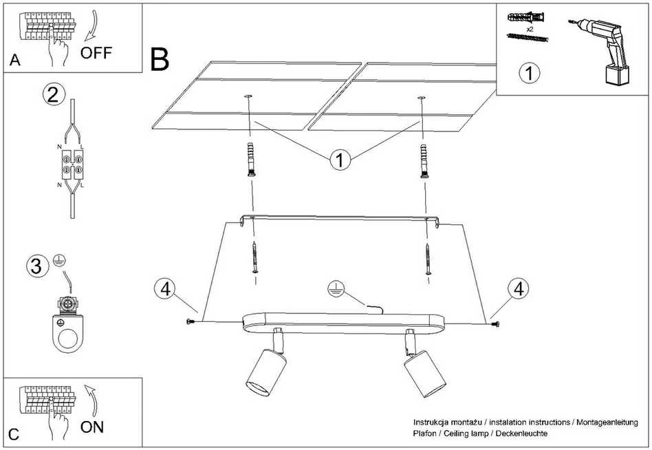 Sollux Lighting Lubinis šviestuvas FORNES 2 juodas