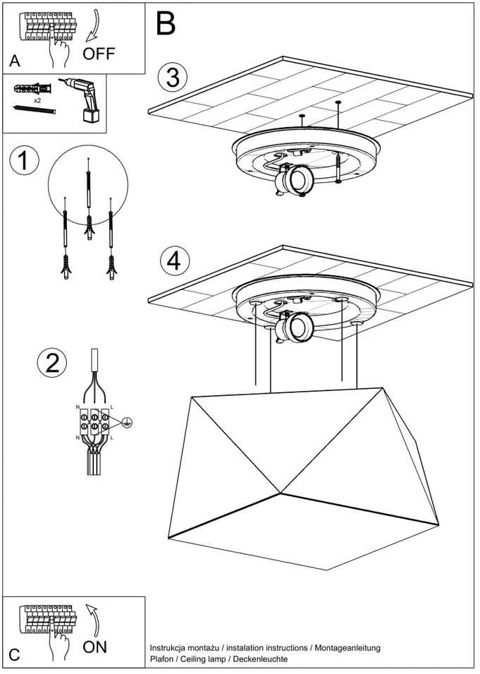 Lubinis šviestuvas Sollux Lighting Sollux Plafonas HEXA 25 baltas