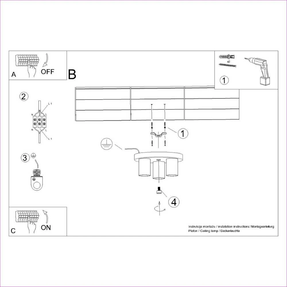 Sollux Lighting Lubinis šviestuvas LAGOS 3P juodas