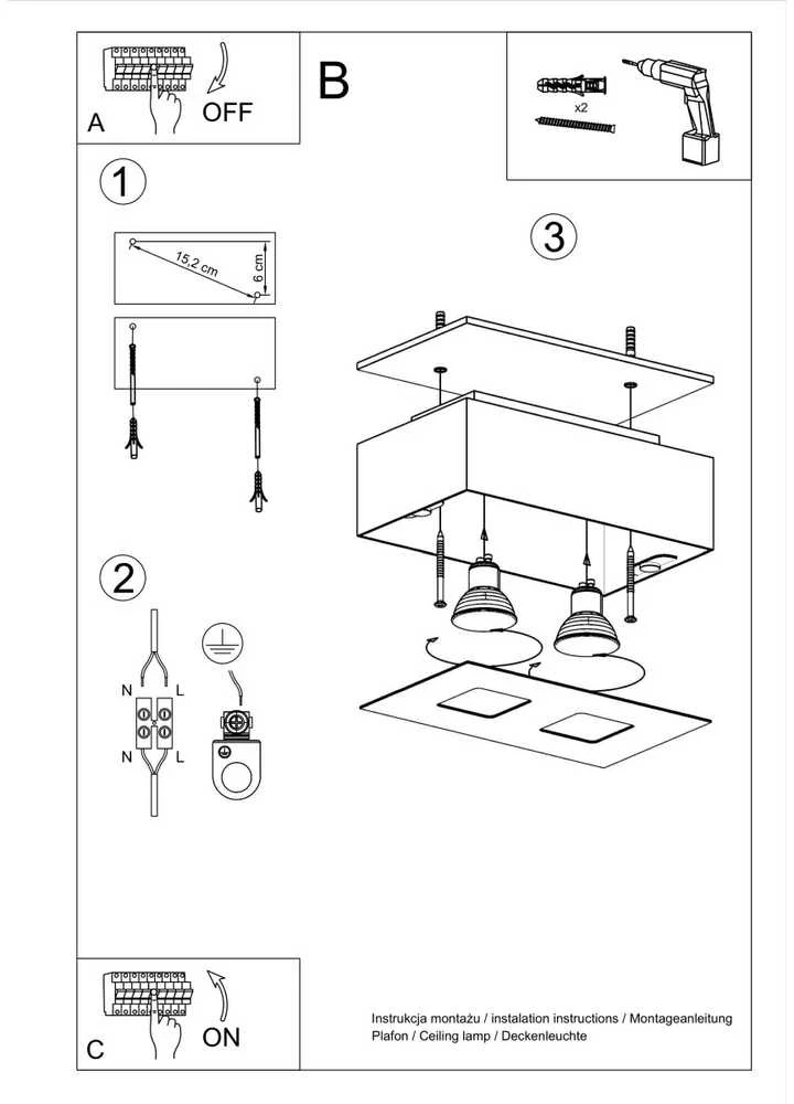 Sollux Lighting Lubinis šviestuvas MONO 2 baltas
