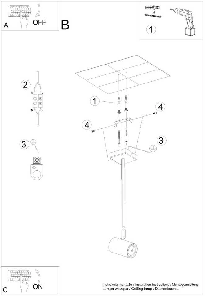 Sollux Lighting Lubinis šviestuvas NORANO juodas