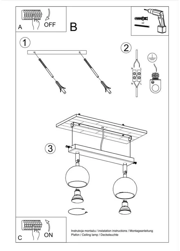 Sollux Lighting Lubinis šviestuvas OCULARE 2 baltas