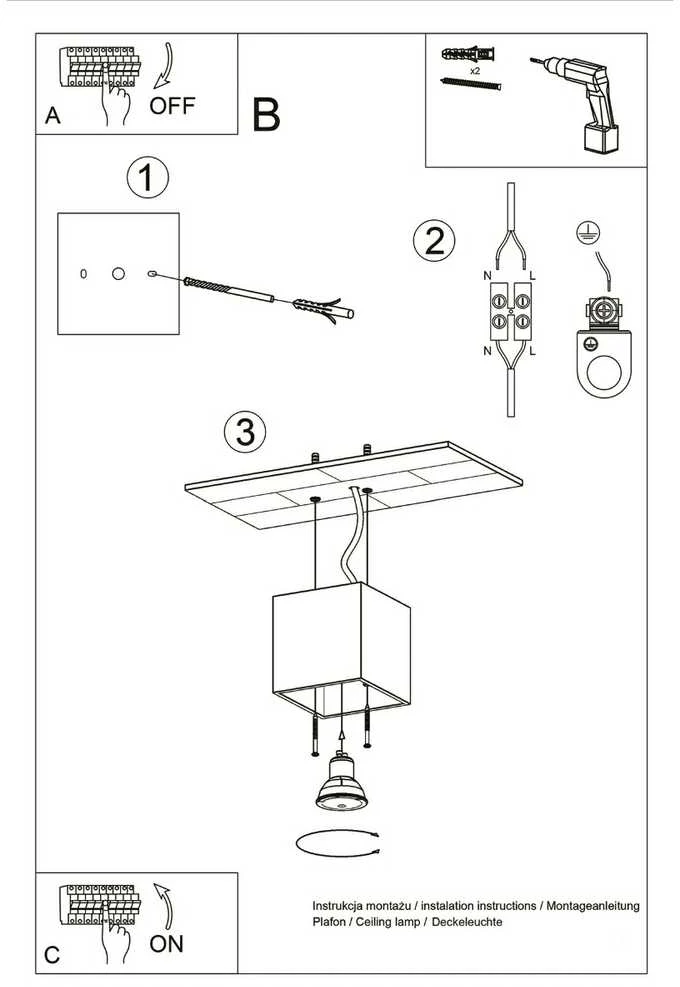 Sollux Lighting Lubinis šviestuvas QUAD 1 antracito spalvos