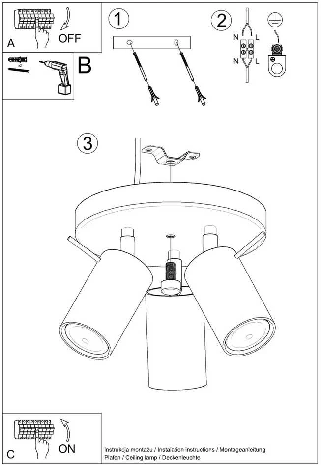 Sollux Lighting Lubinis šviestuvas RING 3P baltas