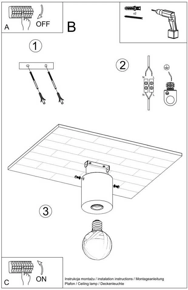 Sollux Lighting Lubinis šviestuvas SALGADO concrete