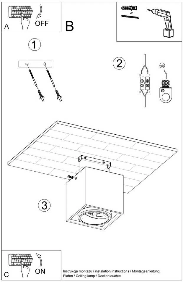 Lubinis šviestuvas Sollux Lighting Sollux Plafonas VALDE