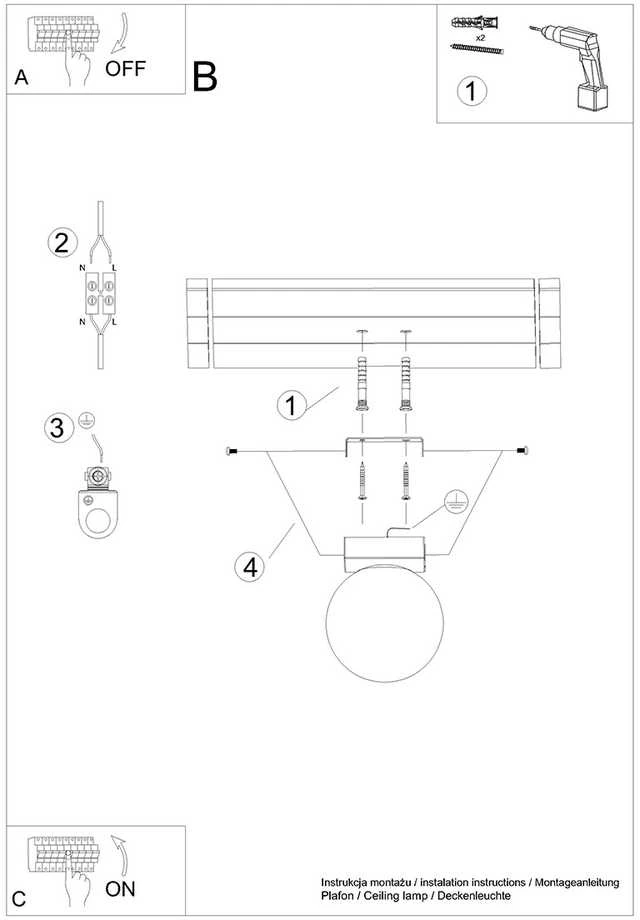 Sollux Lighting Lubinis šviestuvas YOLI 1 baltas
