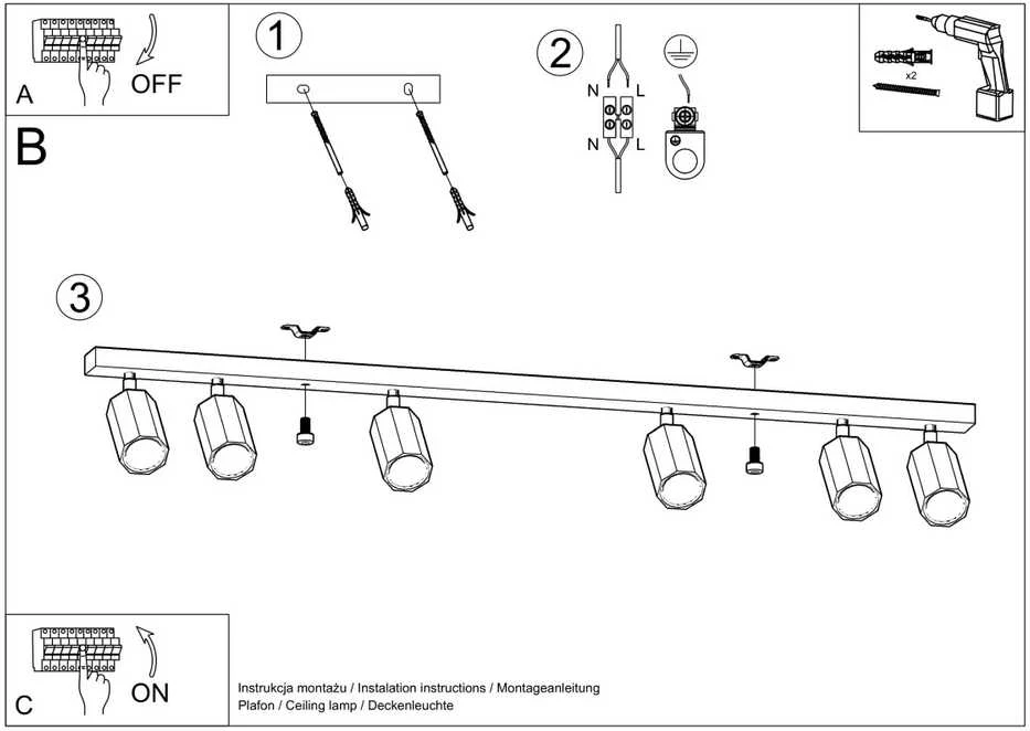 Sollux Lighting Lubinis šviestuvas ZEKE 6 ąžuolas