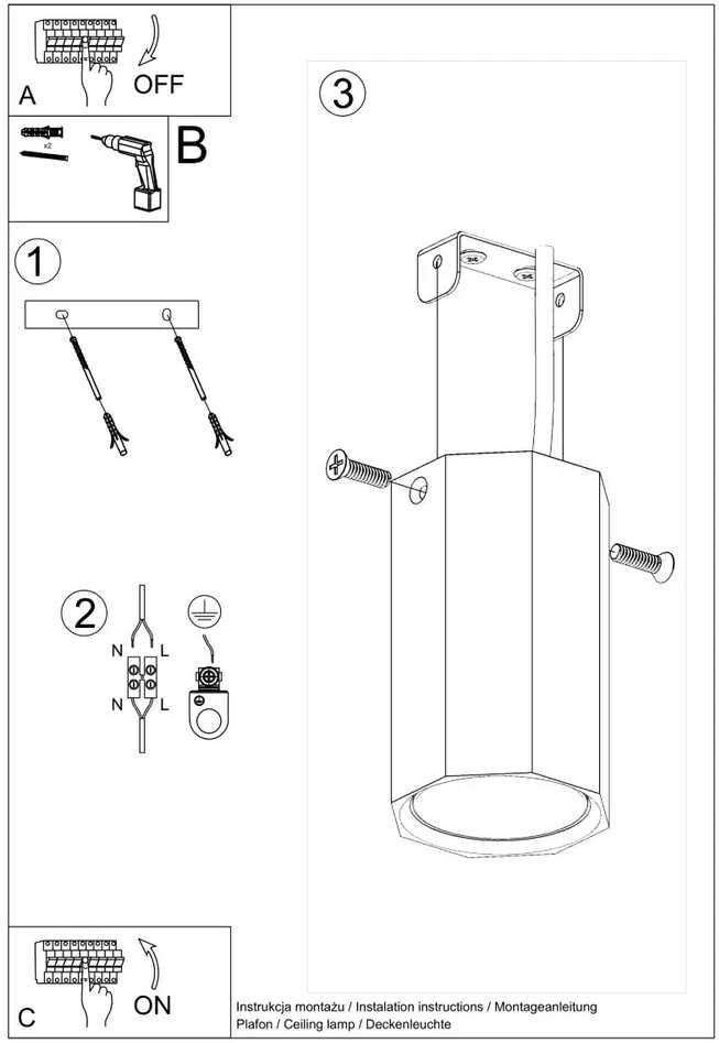 Sollux Lighting Lubinis šviestuvas ZEKE 10 ąžuolas