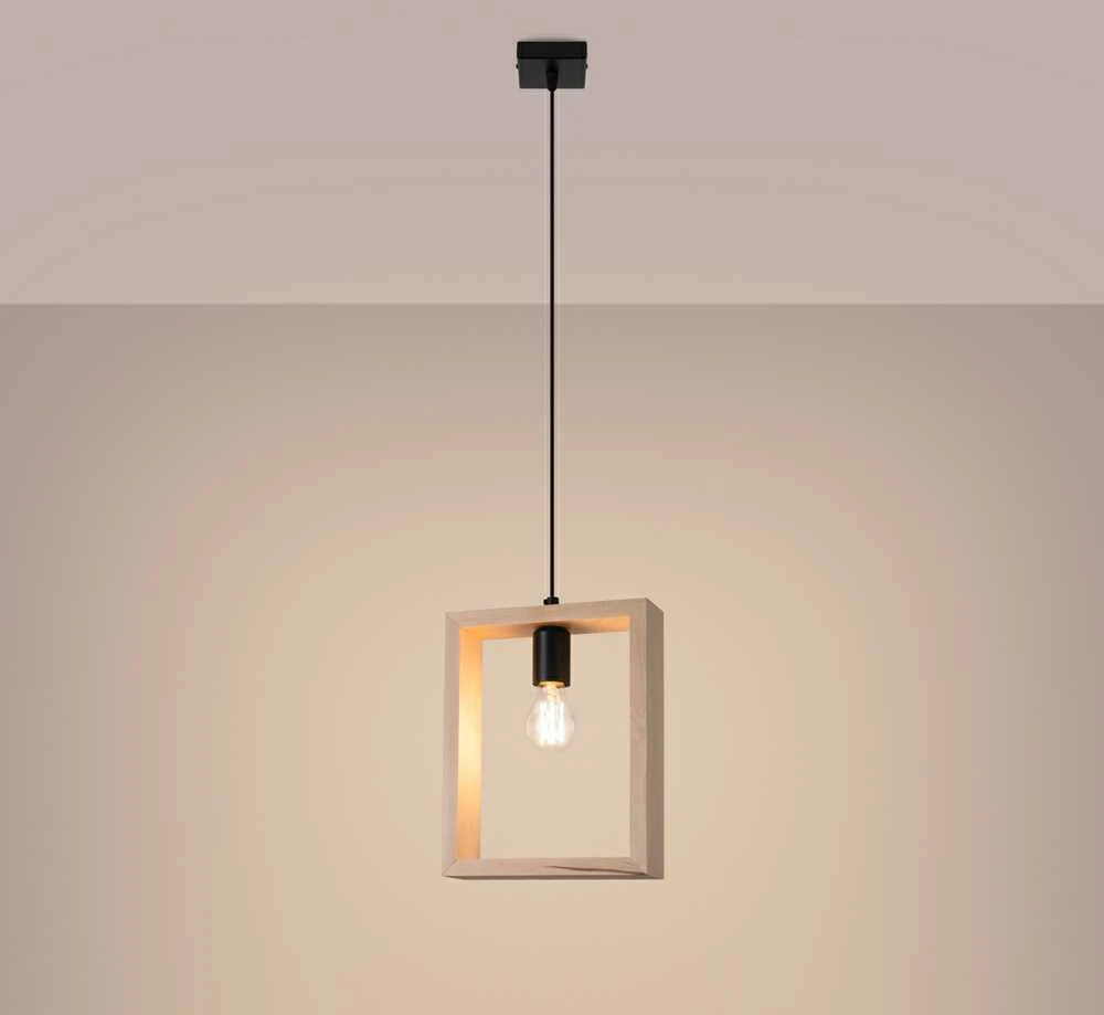 Sollux Lighting Pakabinamas šviestuvas ARIES iš natūralaus medžio