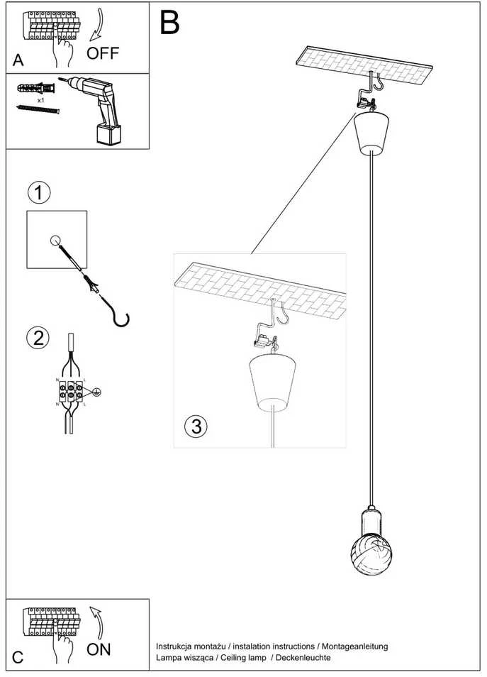 Sollux Lighting Pakabinamas šviestuvas DIEGO 1 žalias