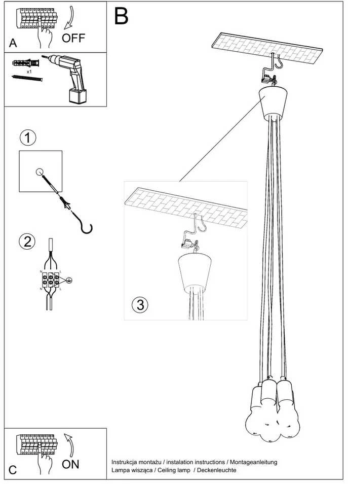 Sollux Lighting Pakabinamas šviestuvas DIEGO 5 žalias