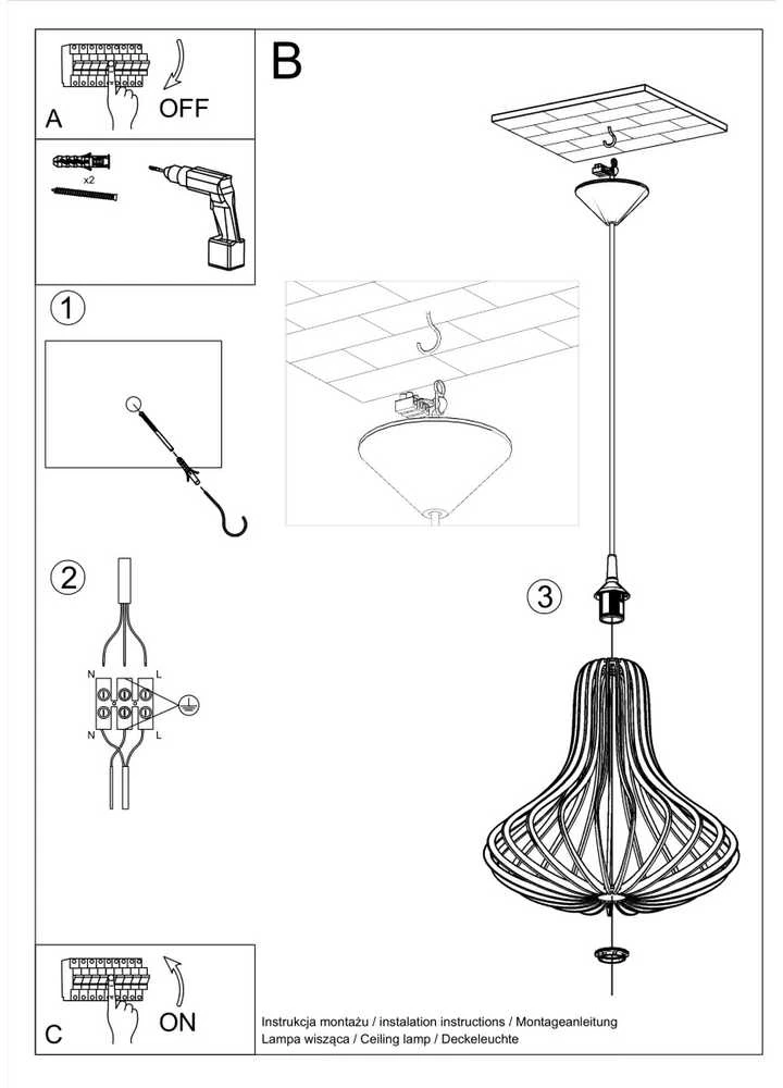 Sollux Lighting Sollux Pakabinamas šviestuvas ELZA
