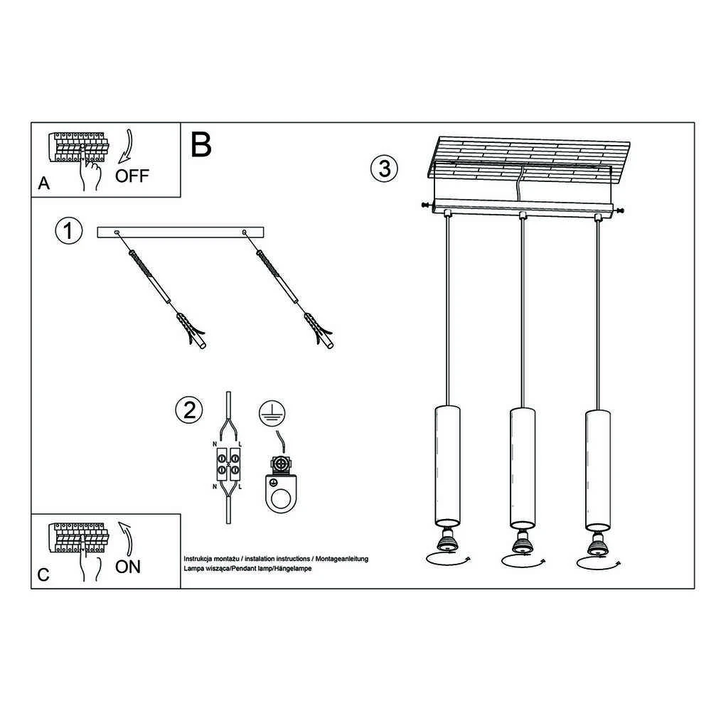 Sollux Lighting Pakabinamas šviestuvas LAGOS 3 poliruoto aukso
