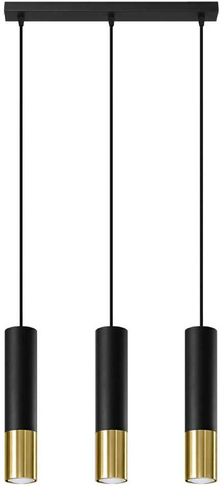 Sollux Lighting Pakabinamas šviestuvas LOOPEZ 3L juodas/auksinis