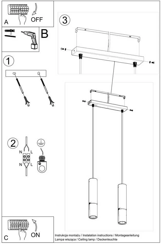 Sollux Lighting Pakabinamas šviestuvas LOOPEZ 2 juodas/varis