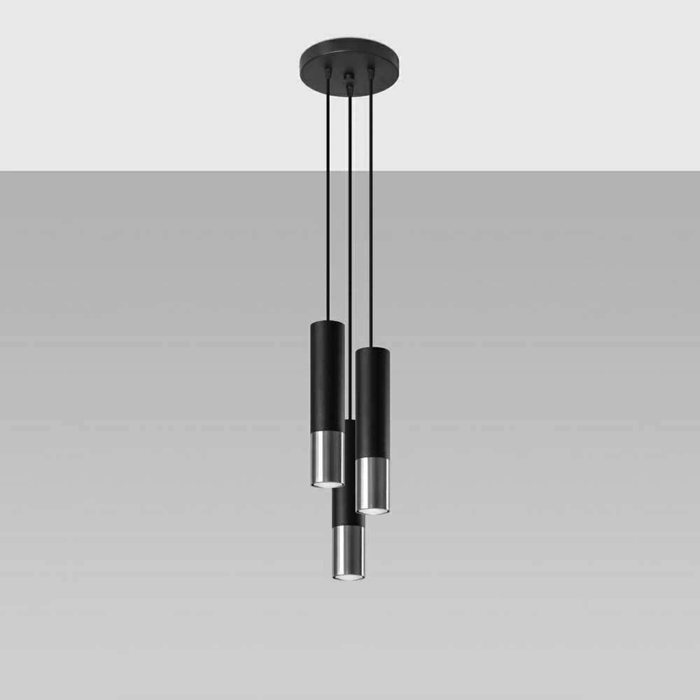Sollux Lighting Pakabinamas šviestuvas LOOPEZ 3P juodas/chromas