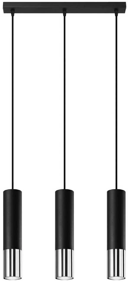 Sollux Lighting Pakabinamas šviestuvas LOOPEZ 3L juodas/chromas