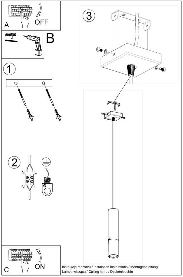 Sollux Lighting Pakabinamas šviestuvas LOOPEZ 1 juodas/auksinis
