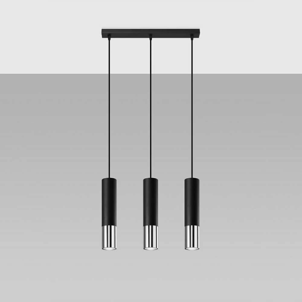 Sollux Lighting Pakabinamas šviestuvas LOOPEZ 3L juodas/chromas