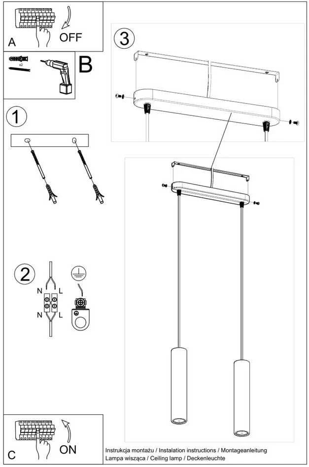 Sollux Lighting Sollux Pakabinamas šviestuvas LUVO 2