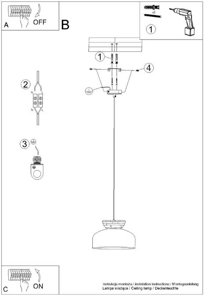 Sollux Lighting Pakabinamas šviestuvas MARION baltas
