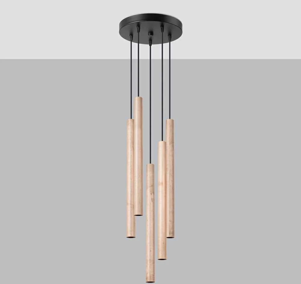 Sollux Lighting Pakabinamas šviestuvas PASTELO 5P medinis