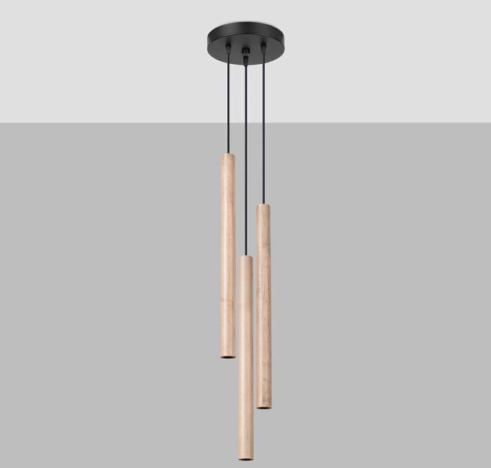 Sollux Lighting Pakabinamas šviestuvas PASTELO 3P medinis
