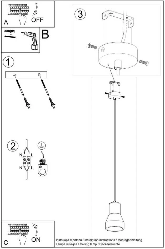 Sollux Lighting Pakabinamas šviestuvas QUBIC pilka