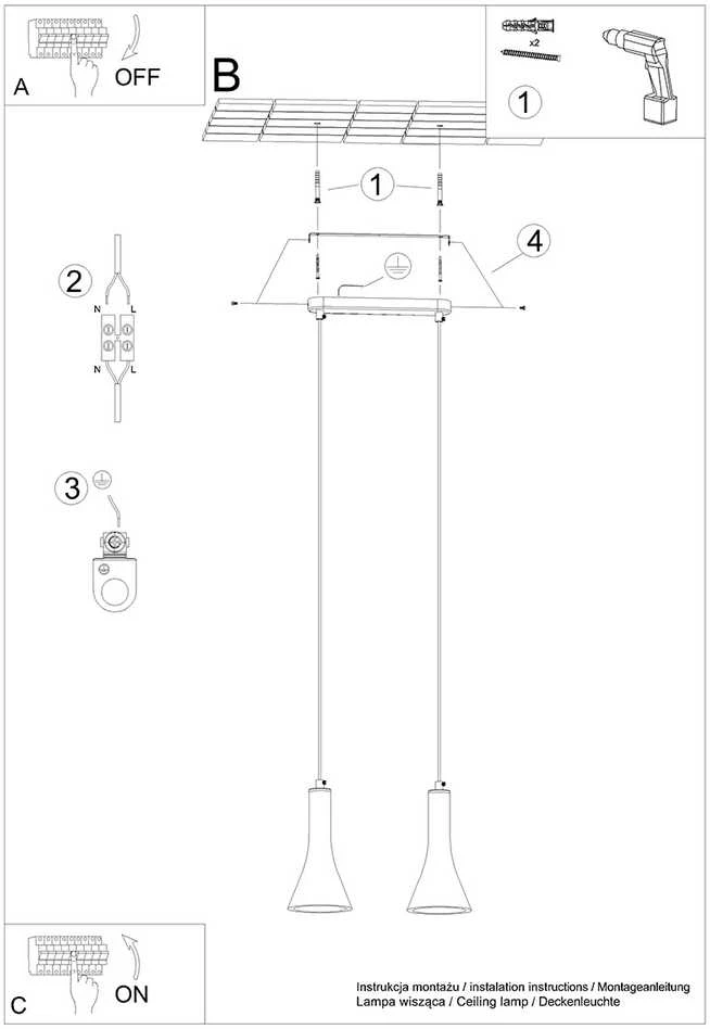 Sollux Lighting Pakabinamas šviestuvas REA 2 concrete