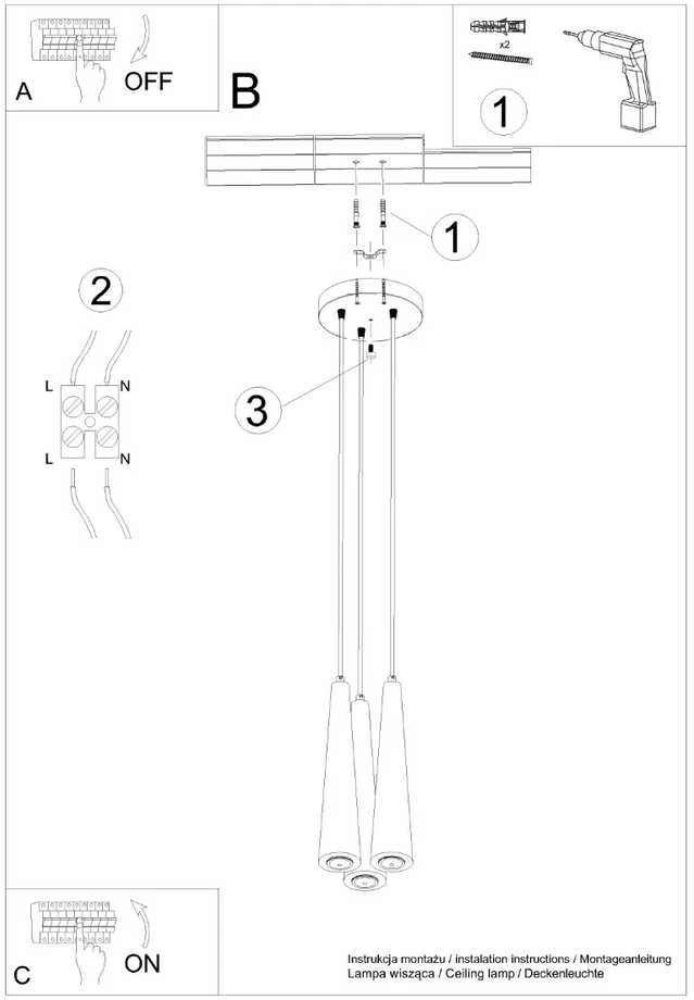 Sollux Lighting Pakabinamas šviestuvas SULA 3P iš natūralaus medžio