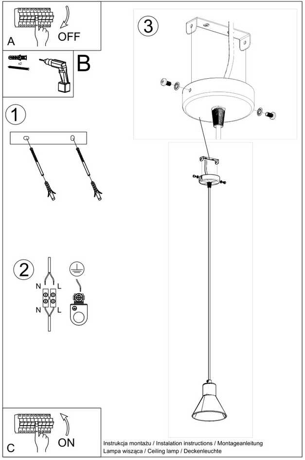 Sollux Lighting Pakabinamas šviestuvas TALEJA 1 juodas [ES111]
