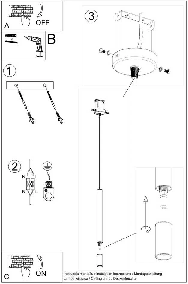 Sollux Lighting Pakabinamas šviestuvas WEZYR 1 juodas