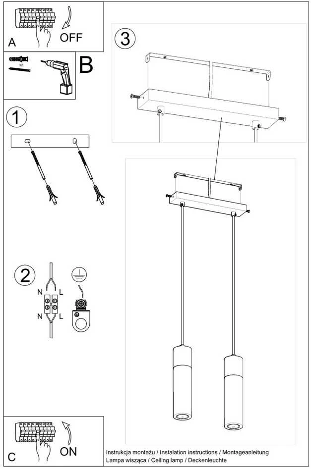 Sollux Lighting Pakabinamas šviestuvas ZANE 2 pilka