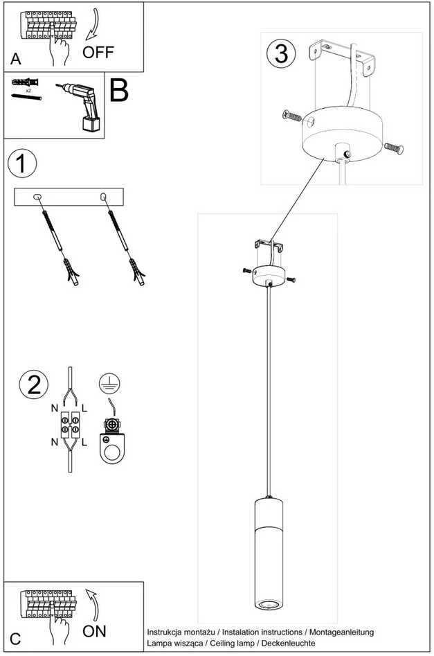 Sollux Lighting Pakabinamas šviestuvas ZANE 1 pilka