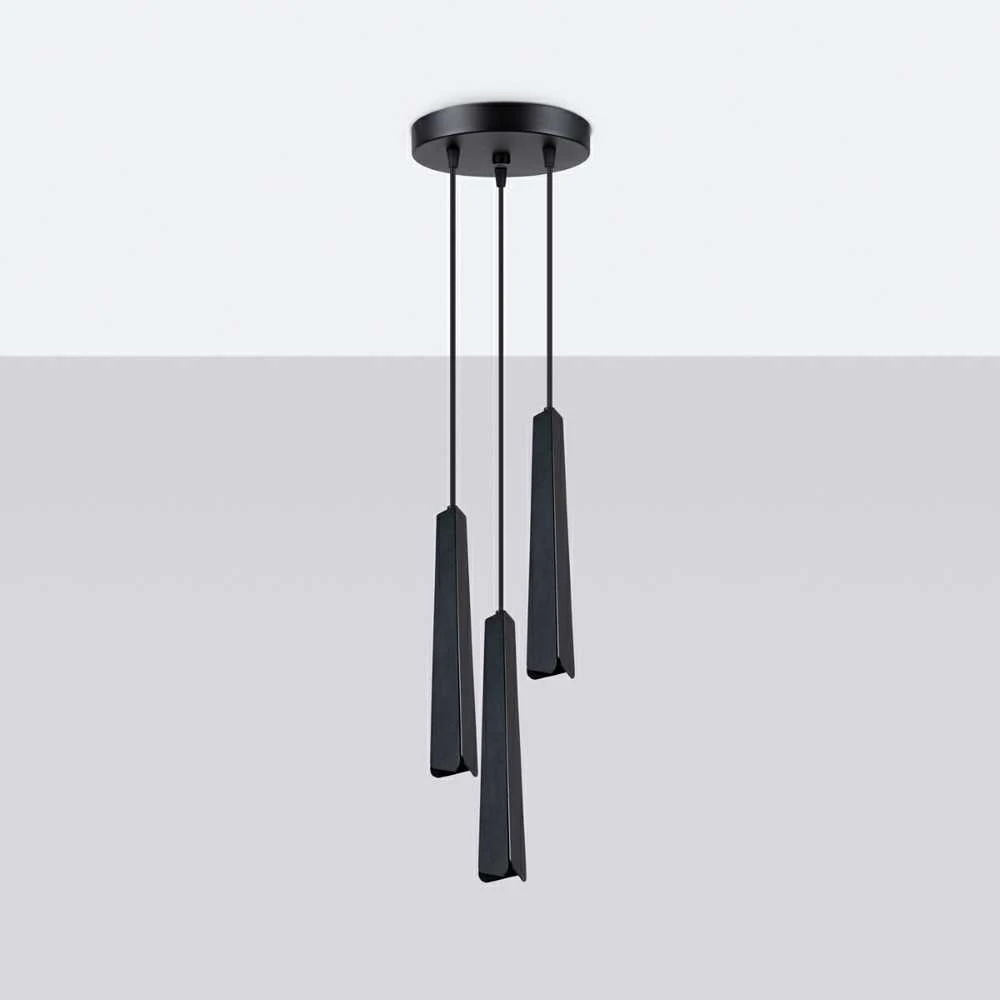 Pakabinamas šviestuvas Sollux Lighting Pakabos lempa PRYSM 3P noir