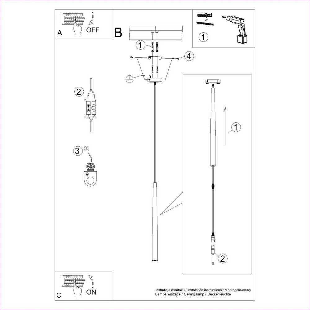 Pakabinamas šviestuvas Sollux Lighting Pedantinis šviestuvas BLISS 1 juodas