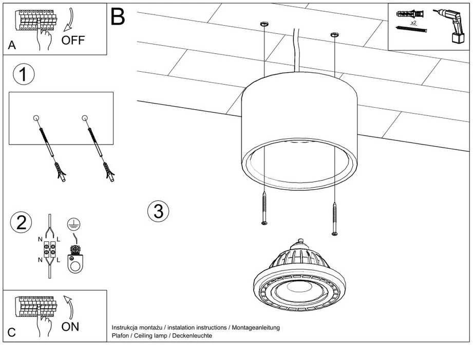 Lubinis šviestuvas Sollux Lighting Plafond BASIC 1 natūrali mediena