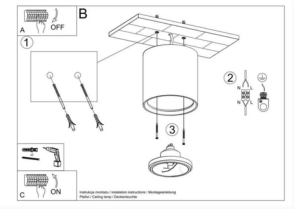 Lubinis šviestuvas Sollux Lighting Sieninis keraminis šviestuvas KALU