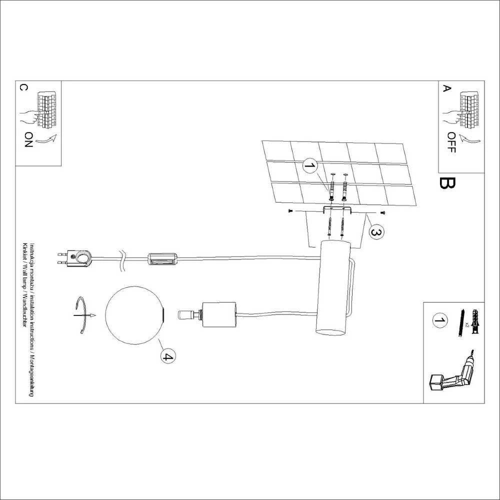 Sollux Lighting Sieninis šviestuvas NIBMI G9 su jungikliu