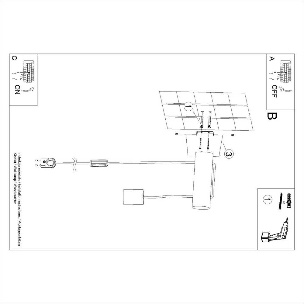 Sollux Lighting Sieninis šviestuvas NIMBI E27 su jungikliu