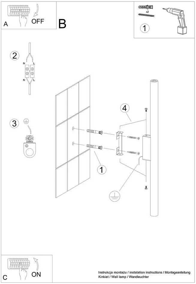 Sollux Lighting Sieninis šviestuvas PASTELO 2 baltas