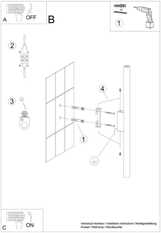 Sollux Lighting Sieninis šviestuvas PASTELO 2 auksinis