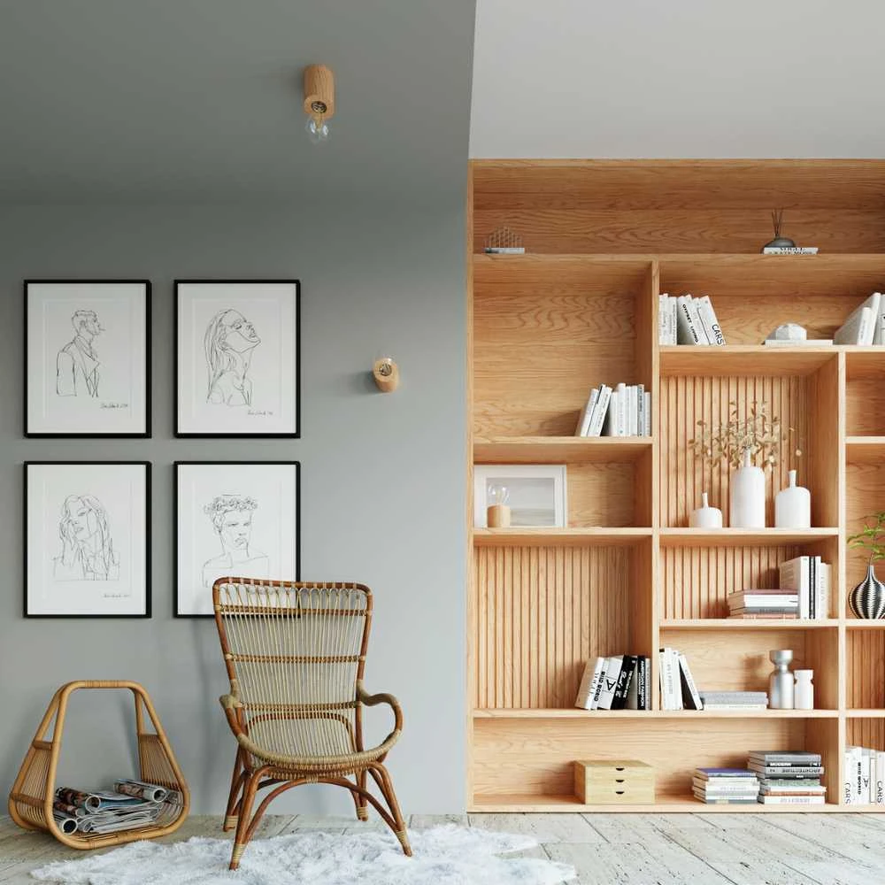 Sollux Lighting Sieninis šviestuvas SALGADO, E27, natūralaus medžio