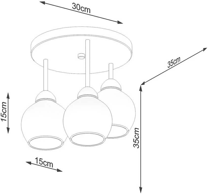 Lubinis šviestuvas Sollux Lighting Šviestuvas ALINO 3 juodas